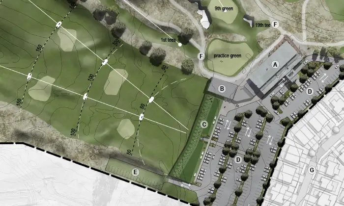 Architect's plan of North Shore Golf Club clubhouse area