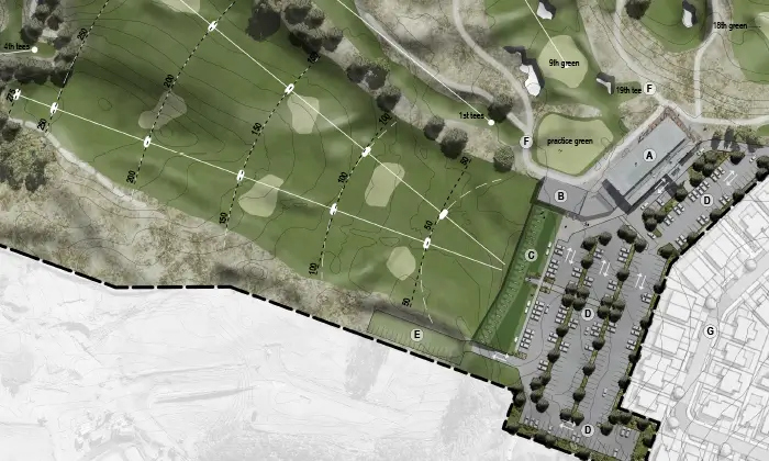 Architects plan for the driveway, carpark and surrounds of the North Shore Golf Club redevelopment